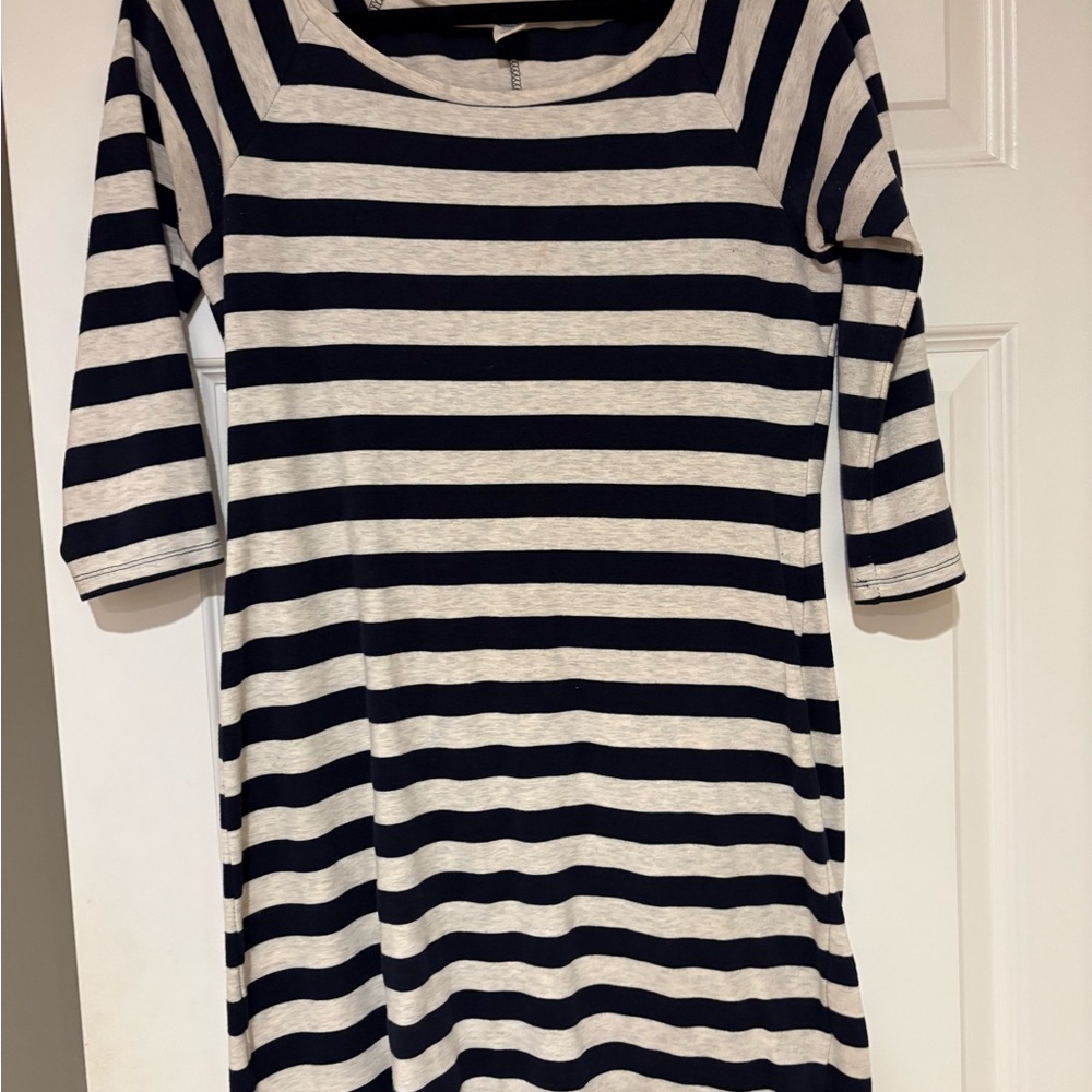 Old Navy Navy and White Striped 3/4 Long Sleeve Dress